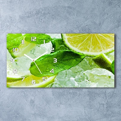 Horloge murale horizontale Citron vert avec glaçons