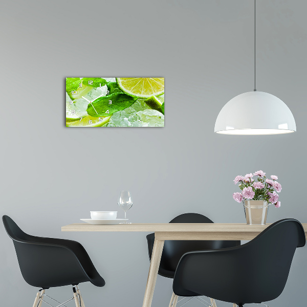 Horloge murale horizontale Citron vert avec glaçons
