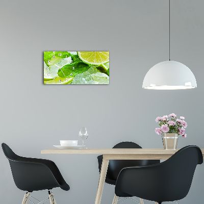 Horloge murale horizontale Citron vert avec glaçons