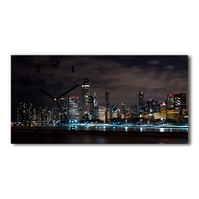 Horloge rectangulaire horizontale Chicago la nuit