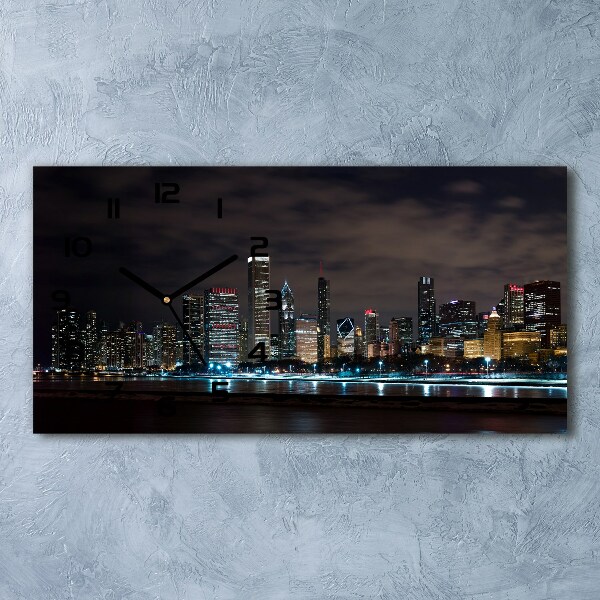 Horloge rectangulaire horizontale Chicago la nuit