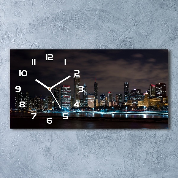 Horloge rectangulaire horizontale Chicago la nuit