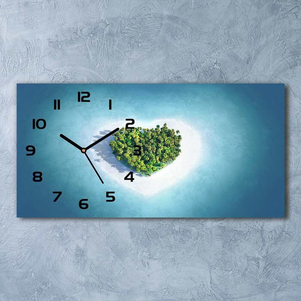 Horloge horizontale en verre Île en forme de cœur