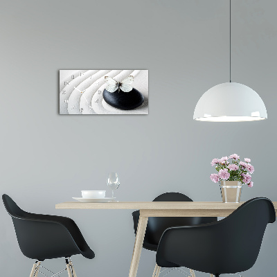 Horloge murale horizontale Pierre zen et papillon