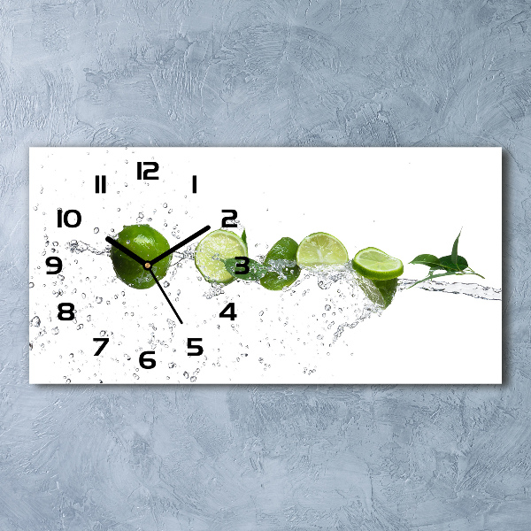 Horloge rectangulaire horizontale Citron vert et eau