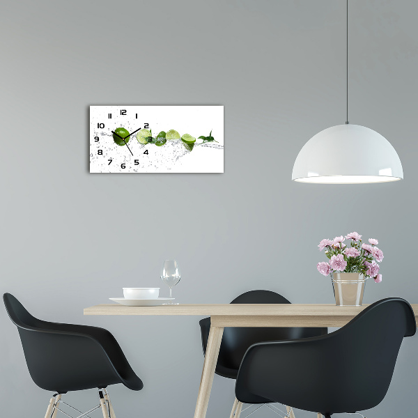 Horloge rectangulaire horizontale Citron vert et eau