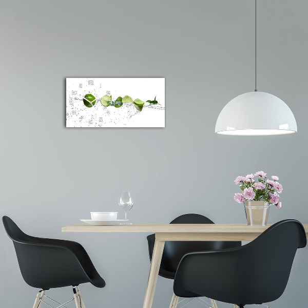 Horloge rectangulaire horizontale Citron vert et eau