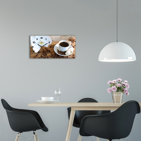 Horloge horizontale en verre Tasse de café