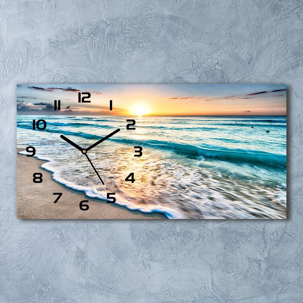 Horloge murale horizontale Plage au coucher du soleil