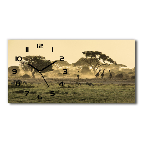 Horloge rectangulaire horizontale Girafes dans la savane