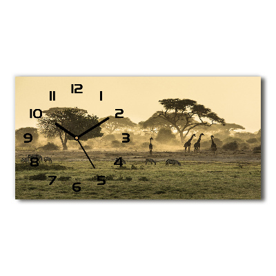 Horloge rectangulaire horizontale Girafes dans la savane