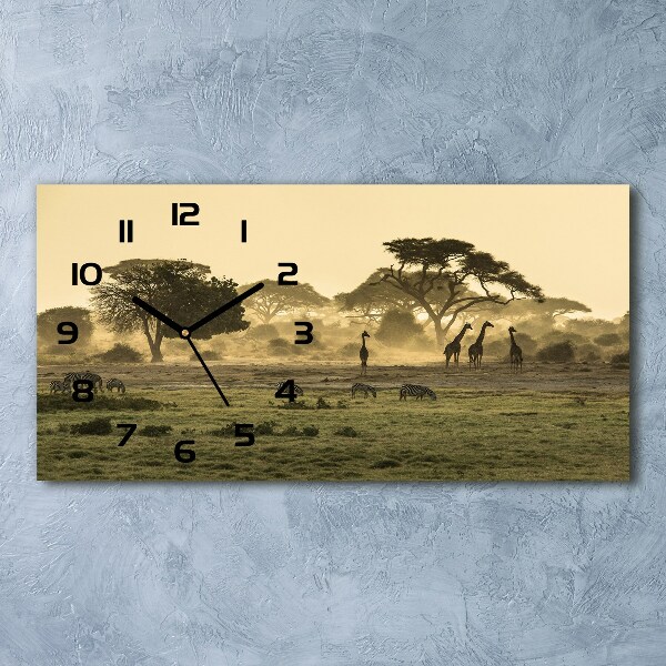 Horloge rectangulaire horizontale Girafes dans la savane