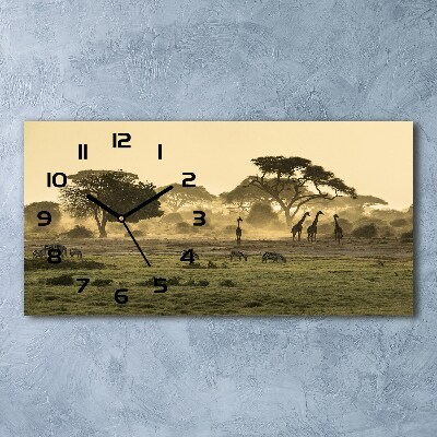 Horloge rectangulaire horizontale Girafes dans la savane