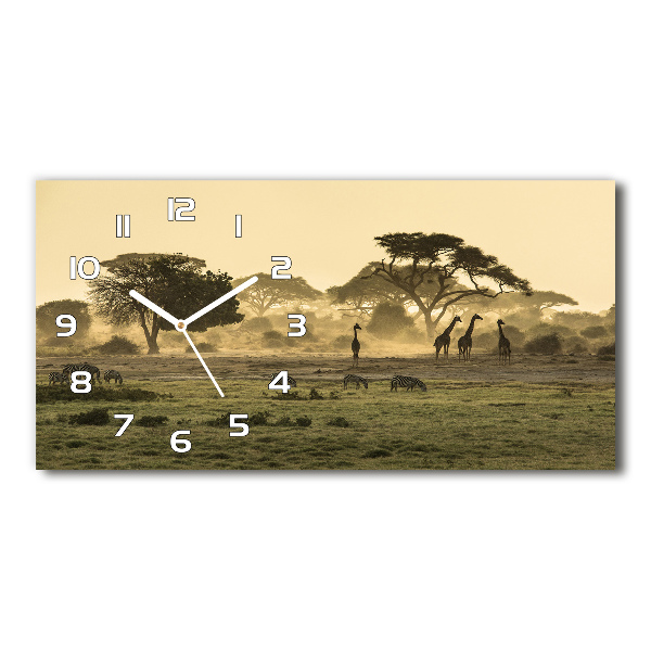 Horloge rectangulaire horizontale Girafes dans la savane