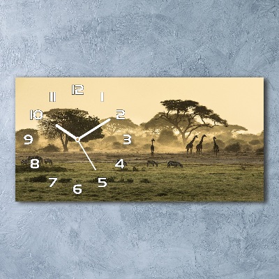 Horloge rectangulaire horizontale Girafes dans la savane