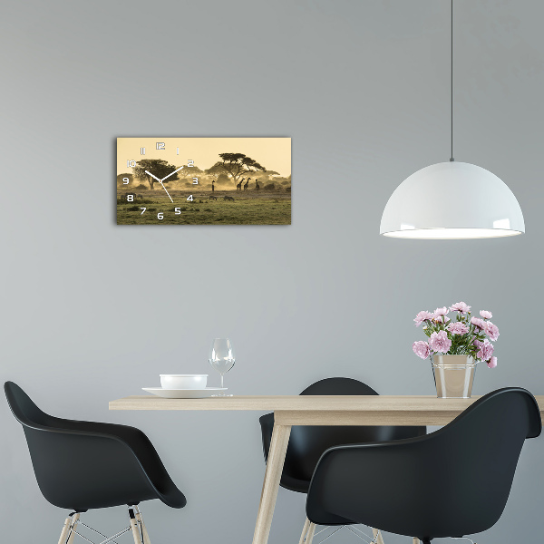 Horloge rectangulaire horizontale Girafes dans la savane