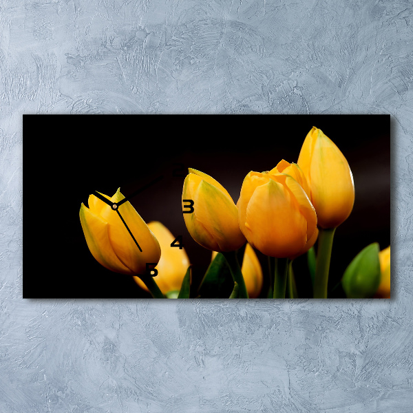 Horloge rectangulaire horizontale Tulipes jaunes