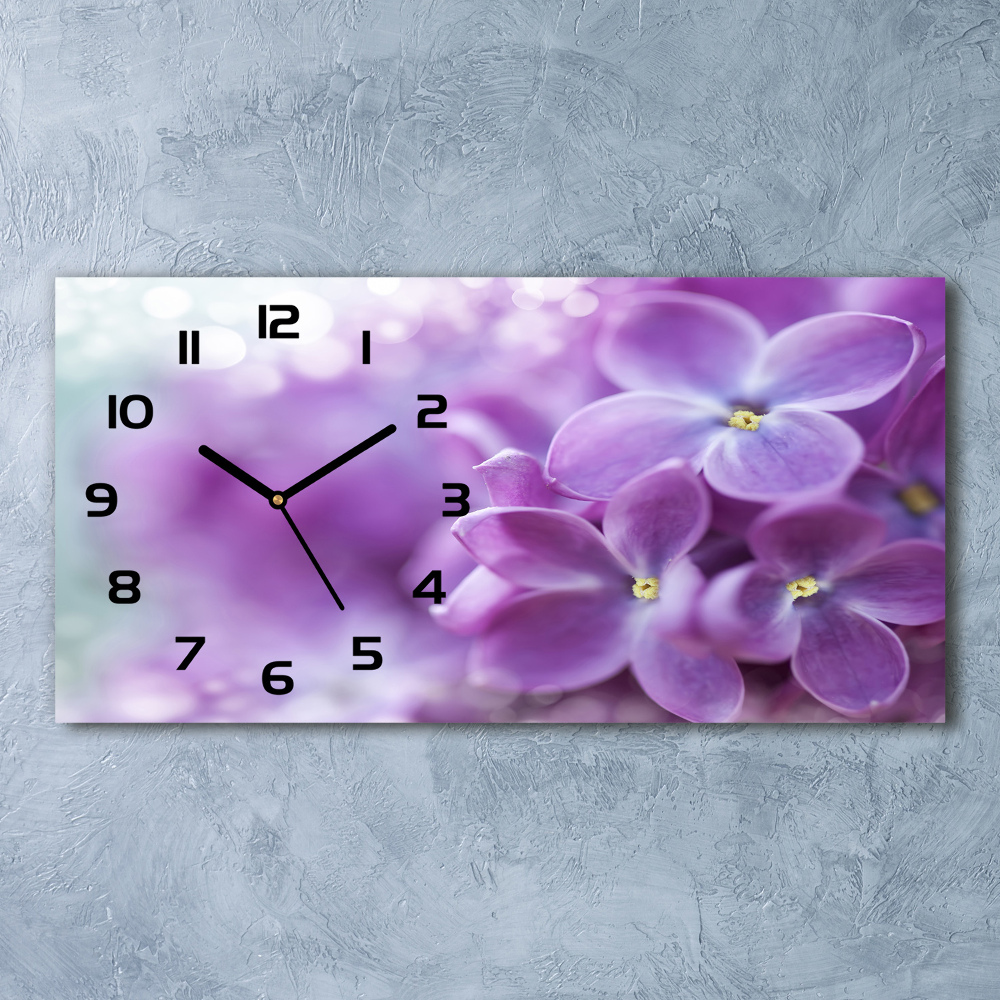 Horloge rectangulaire horizontale Fleurs lilas