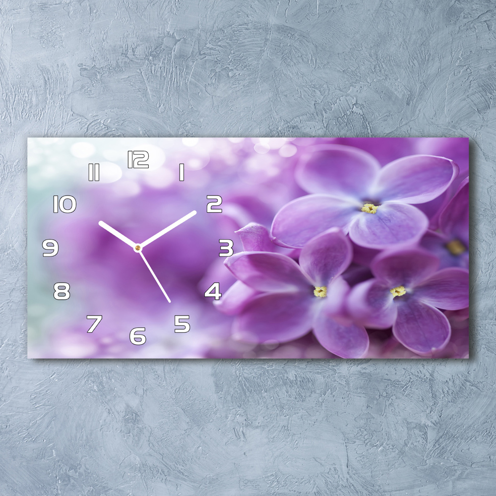 Horloge rectangulaire horizontale Fleurs lilas