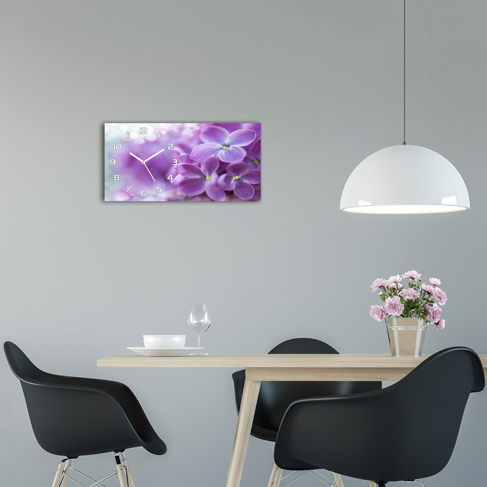 Horloge rectangulaire horizontale Fleurs lilas