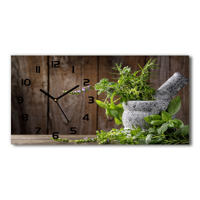 Horloge murale horizontale Herbes dans un mortier