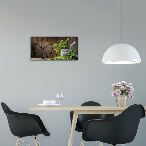 Horloge murale horizontale Herbes dans un mortier