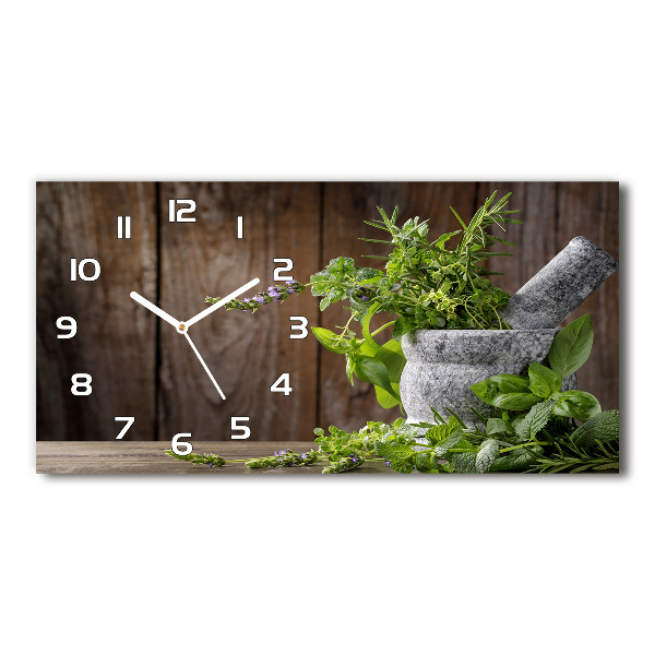 Horloge murale horizontale Herbes dans un mortier