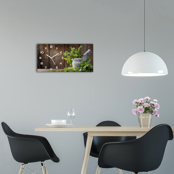 Horloge murale horizontale Herbes dans un mortier