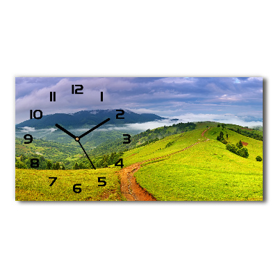 Horloge horizontale en verre Collines vertes