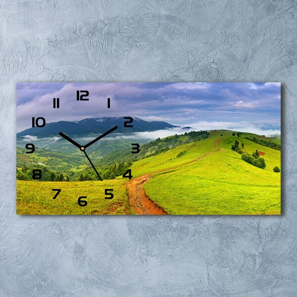 Horloge horizontale en verre Collines vertes