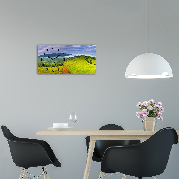 Horloge horizontale en verre Collines vertes