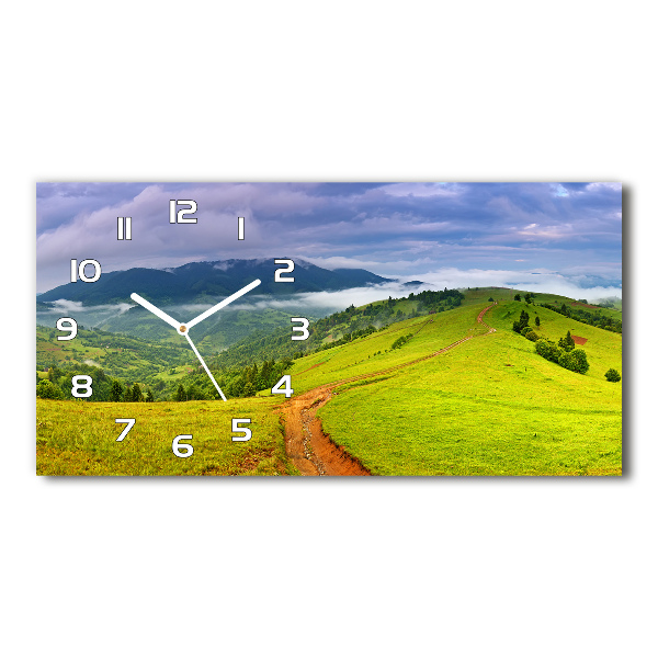 Horloge horizontale en verre Collines vertes