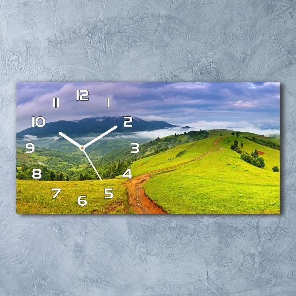 Horloge horizontale en verre Collines vertes