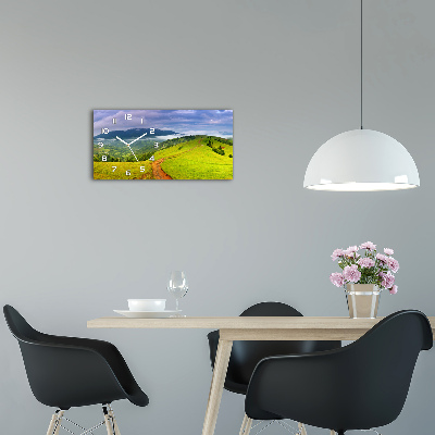 Horloge horizontale en verre Collines vertes