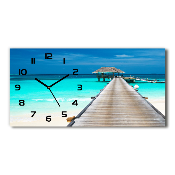 Horloge horizontale en verre Jetée en bois lac