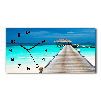 Horloge horizontale en verre Jetée en bois lac