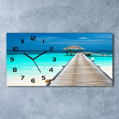 Horloge horizontale en verre Jetée en bois lac
