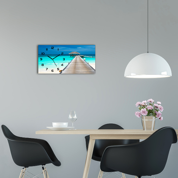 Horloge horizontale en verre Jetée en bois lac