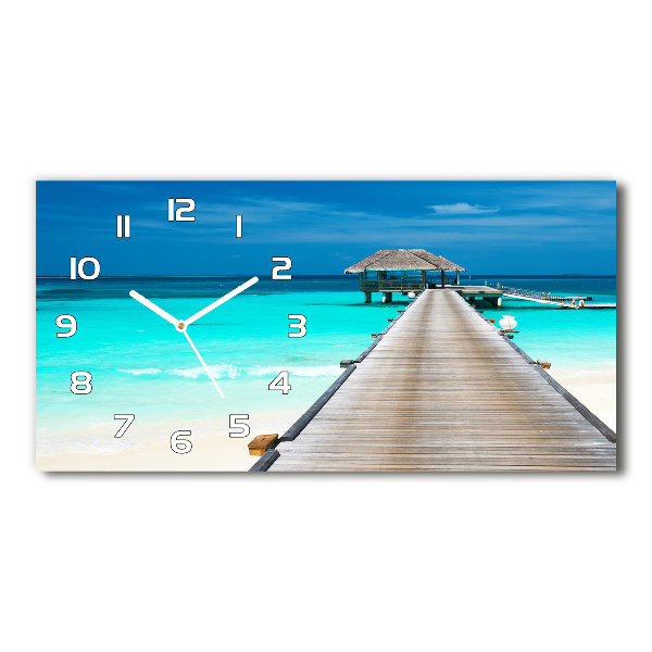 Horloge horizontale en verre Jetée en bois lac