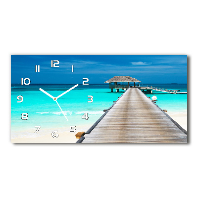 Horloge horizontale en verre Jetée en bois lac