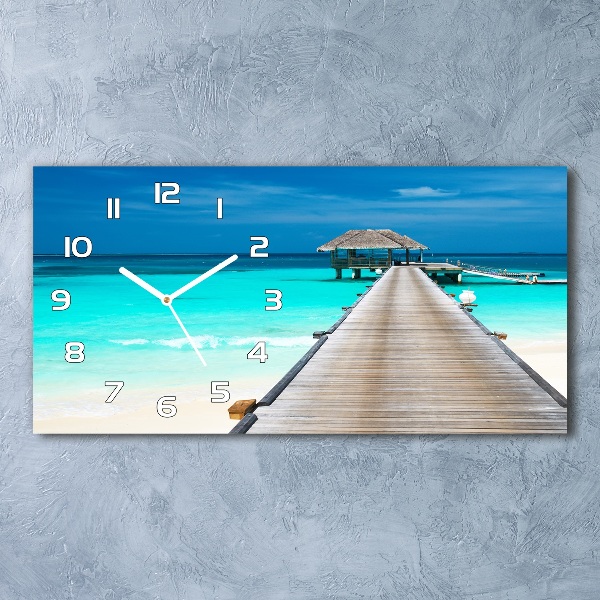 Horloge horizontale en verre Jetée en bois lac