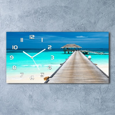 Horloge horizontale en verre Jetée en bois lac