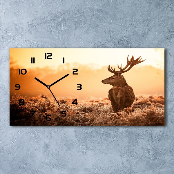 Horloge murale horizontale Cerf au lever du soleil