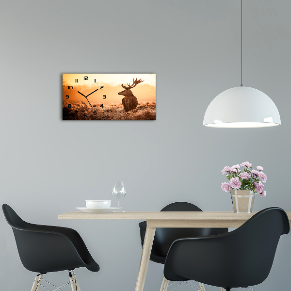 Horloge murale horizontale Cerf au lever du soleil