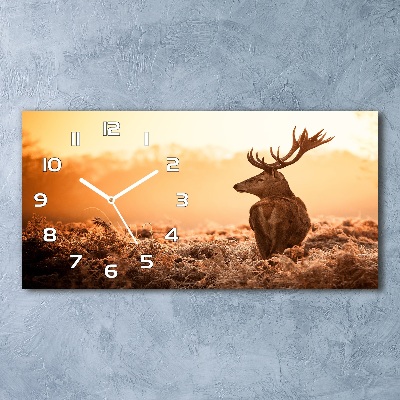 Horloge murale horizontale Cerf au lever du soleil