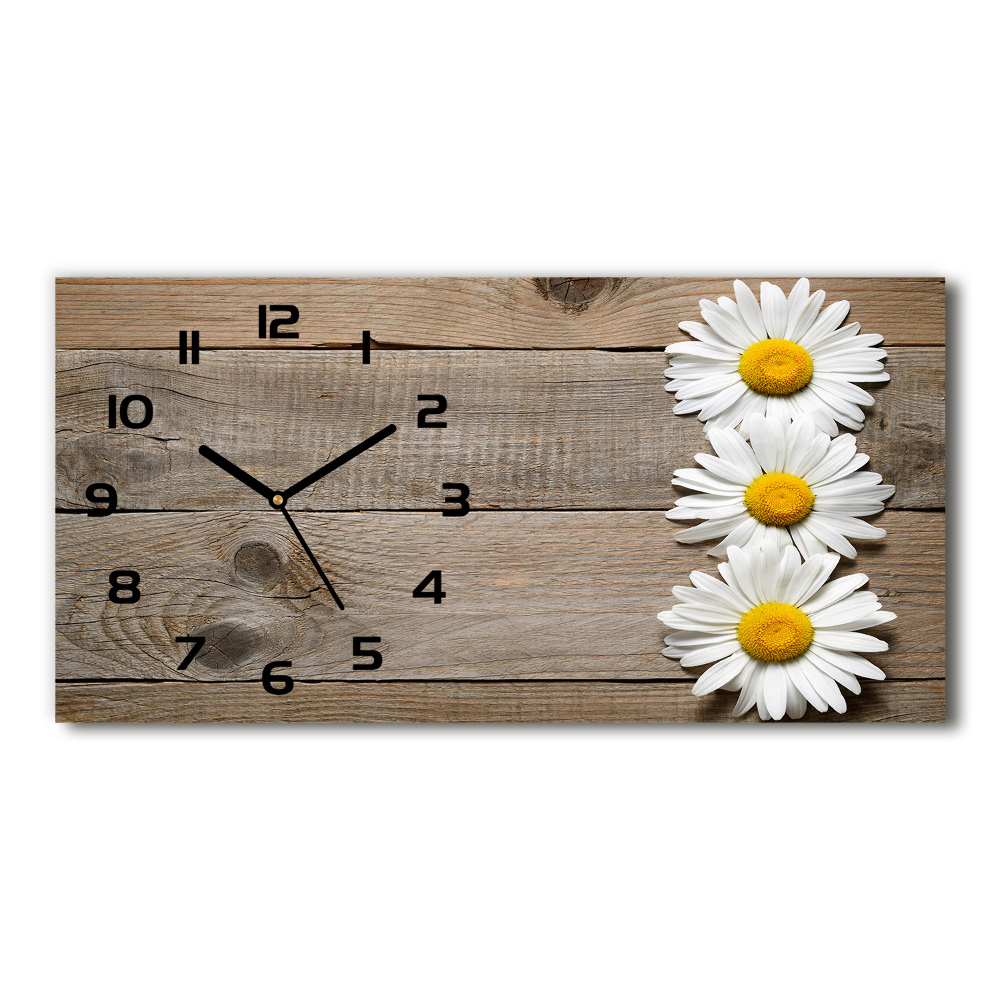 Horloge horizontale Marguerites bois