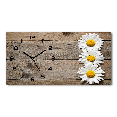 Horloge horizontale Marguerites bois