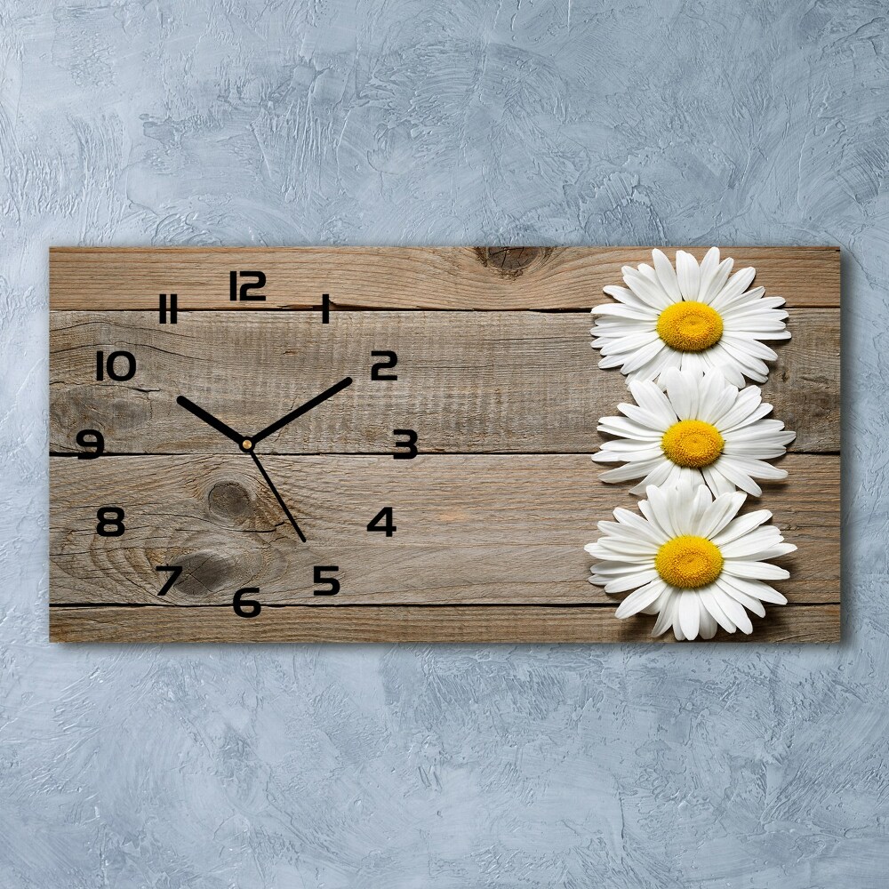 Horloge horizontale Marguerites bois