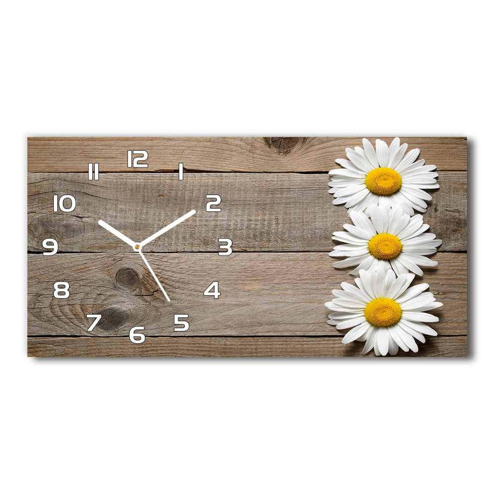 Horloge horizontale Marguerites bois