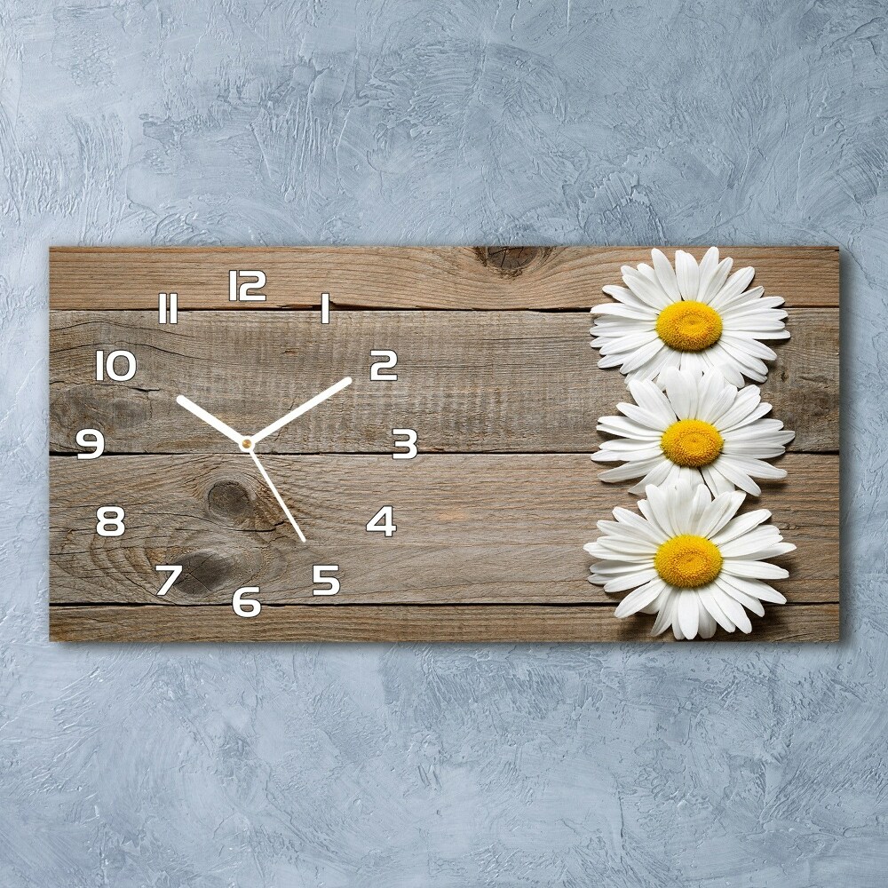 Horloge horizontale Marguerites bois